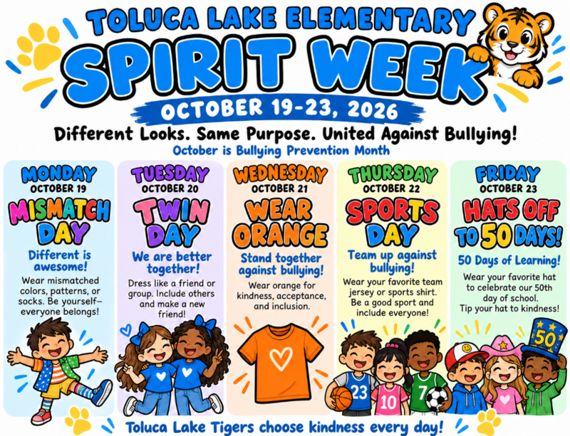 Spirit Week-October 19-23, 2026