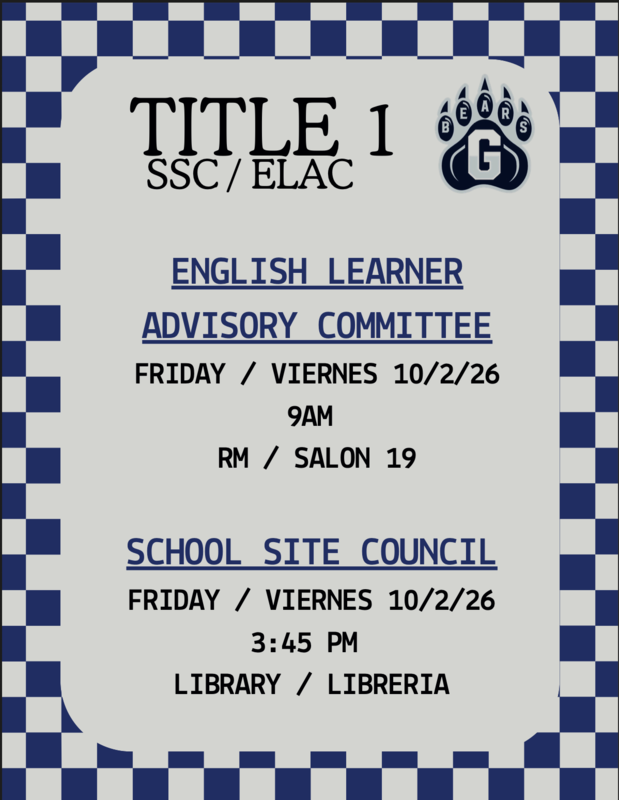 Flyer for SSC and ELAC meetings.
