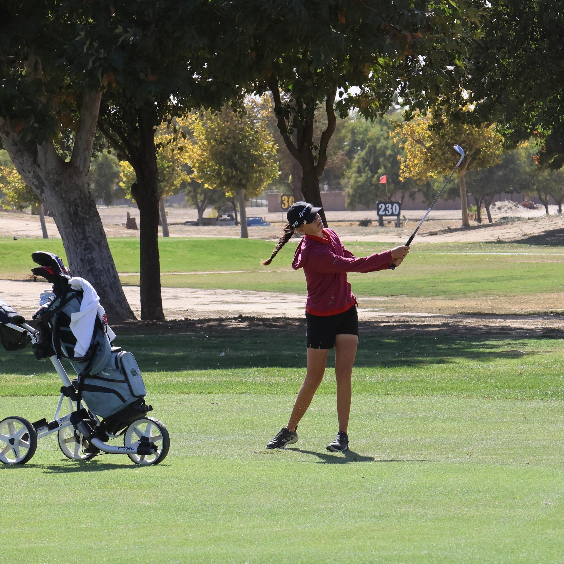 Girls golfers in action at the championships