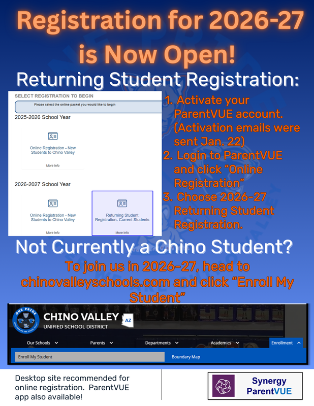 Flyer with instructions to register your student - instructions are also on this page