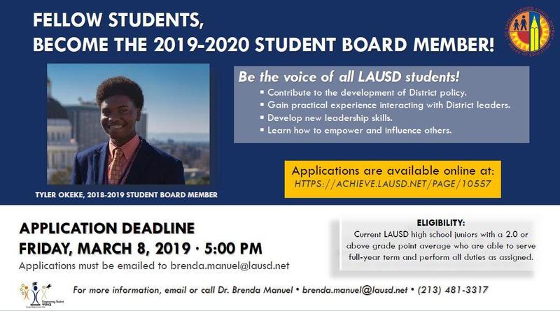 Apply to be an LAUSD Student School Board Member Featured Photo