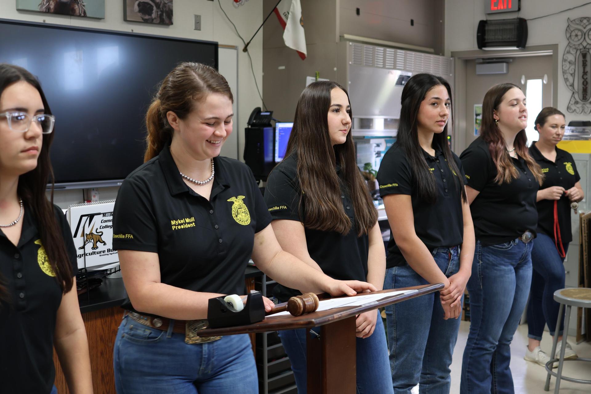 Future Farmer officers conducting the meeting