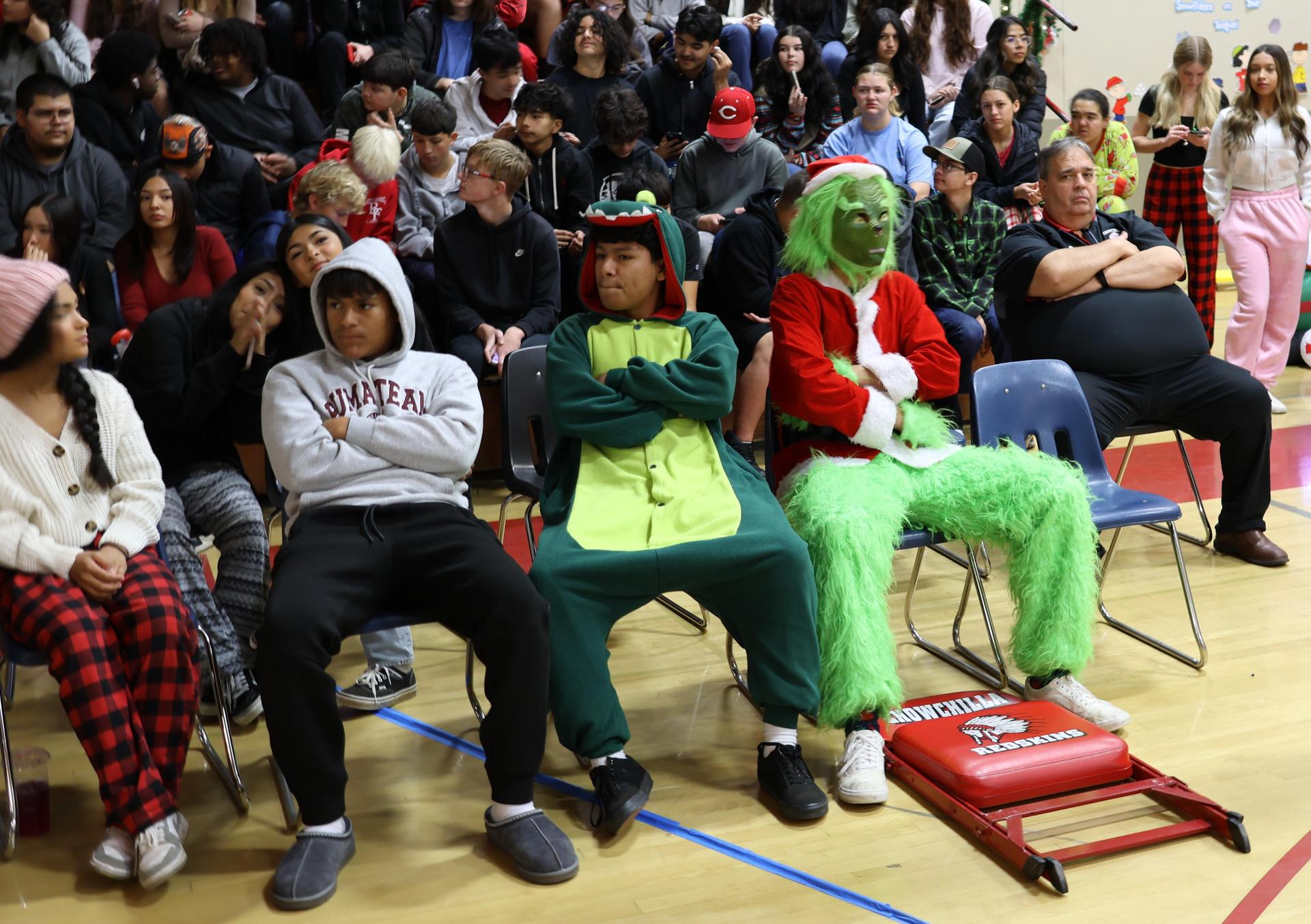students and staff posing at the winter wishes rally