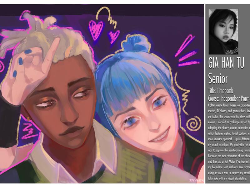 Digital artwork of two friends with unique hairstyles and a playful background.