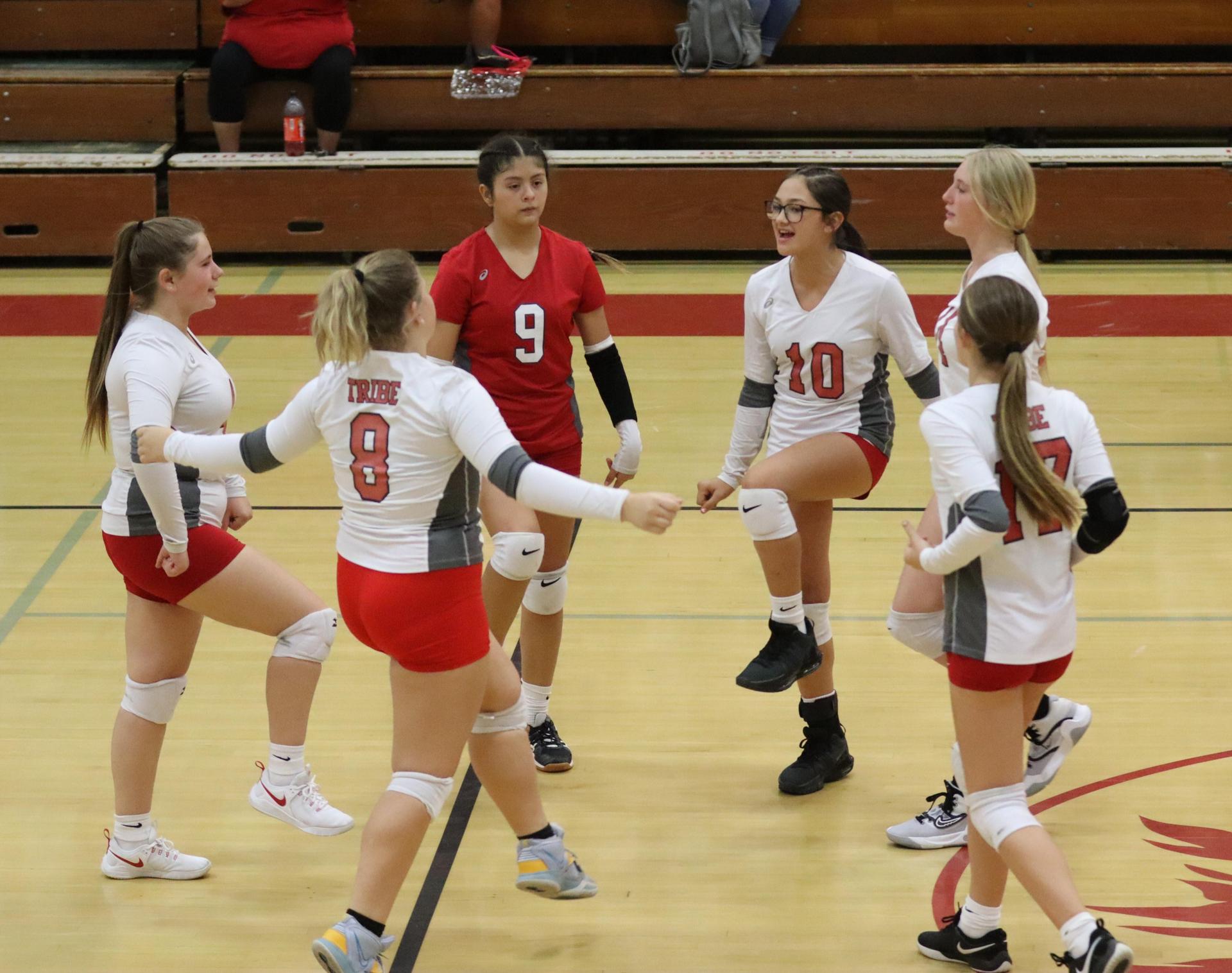 junior varsity girls playing volleyball against Mendota