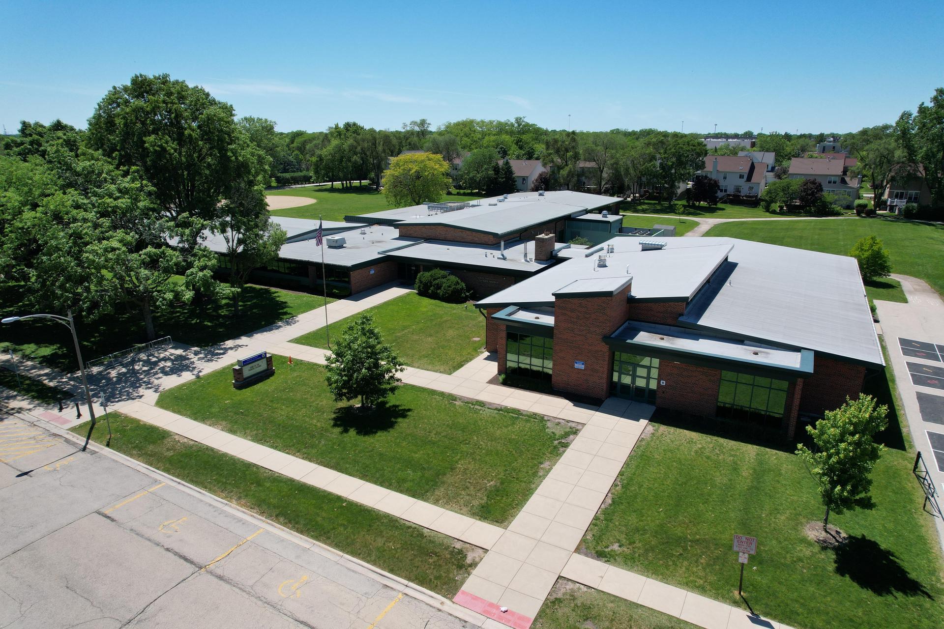 Franzen Intermediate School Entrance Drone
