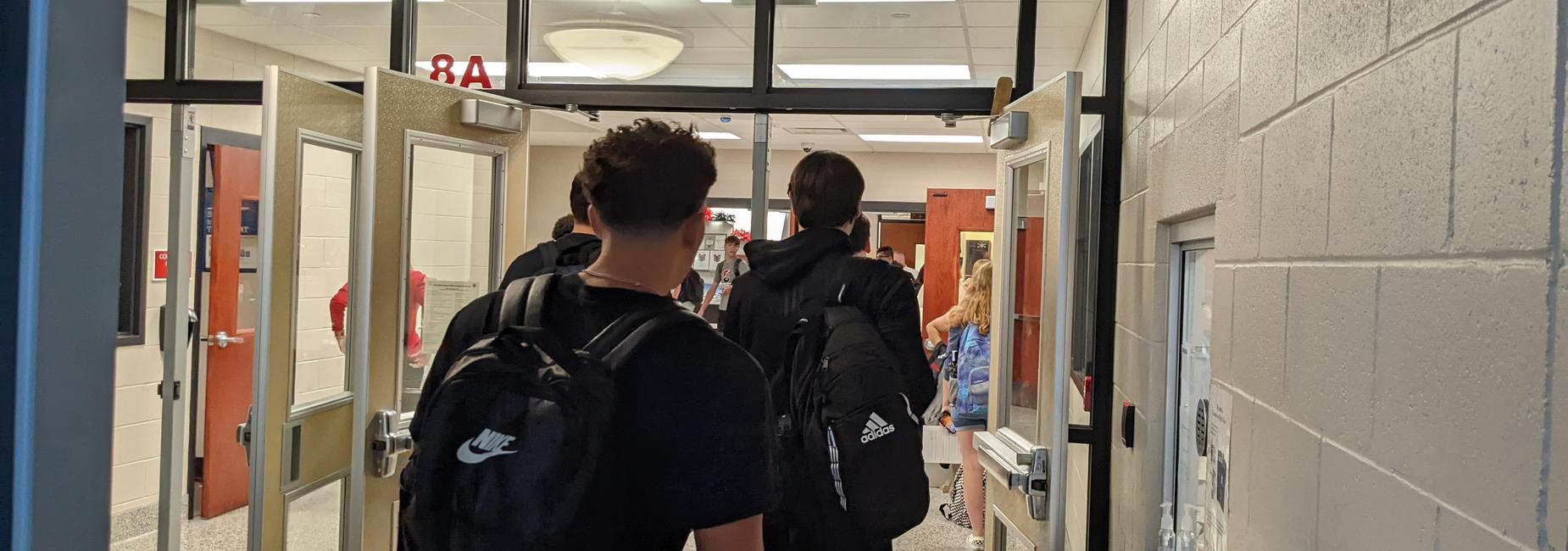 HS Students walking in on first day of school