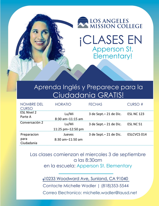 ESL and Citizenship classes begin on September 3rd