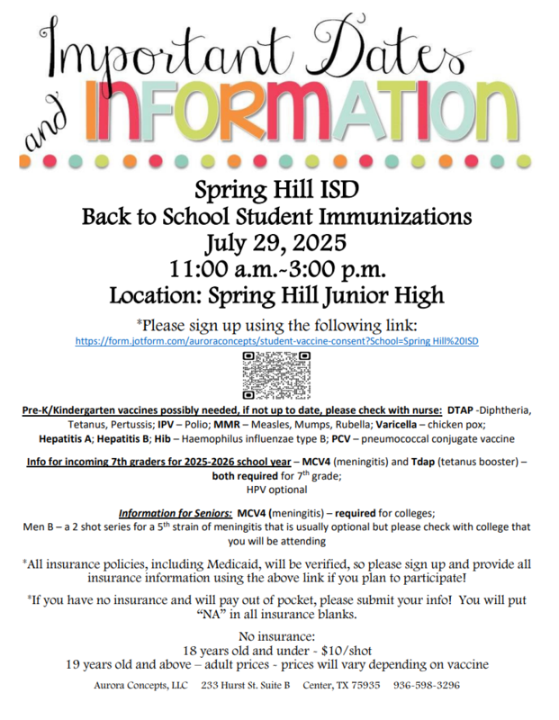 SHISD Student Immunization Clinic