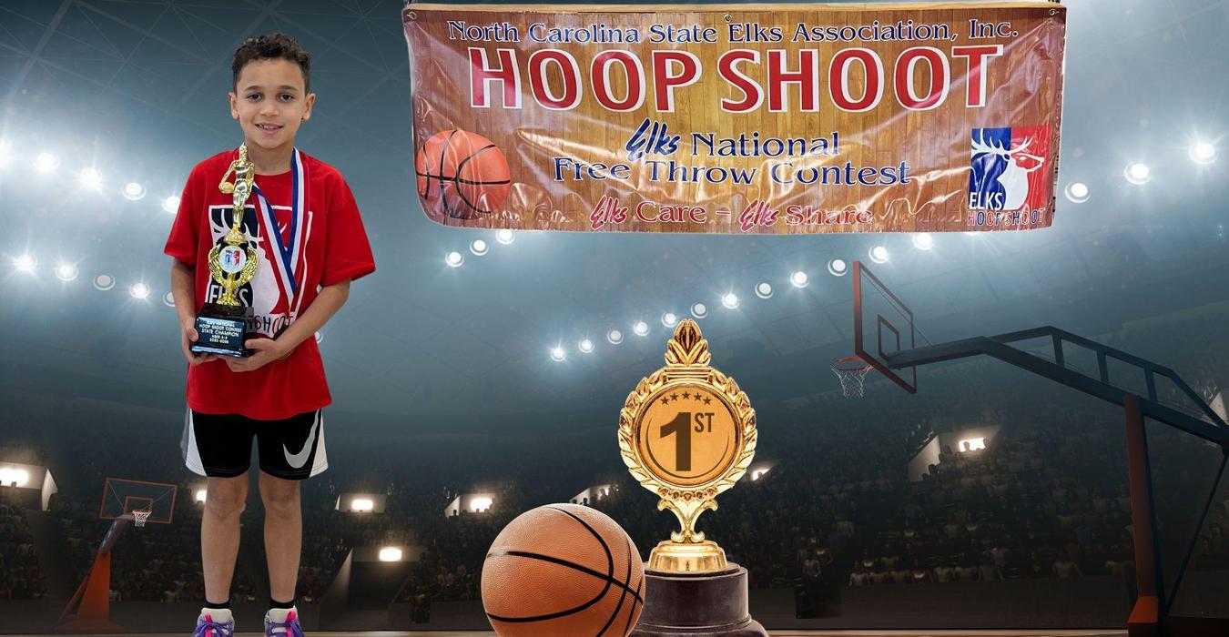 M. Williams wins North Carolina Hoop Shoot Competition for 8-9 year olds.