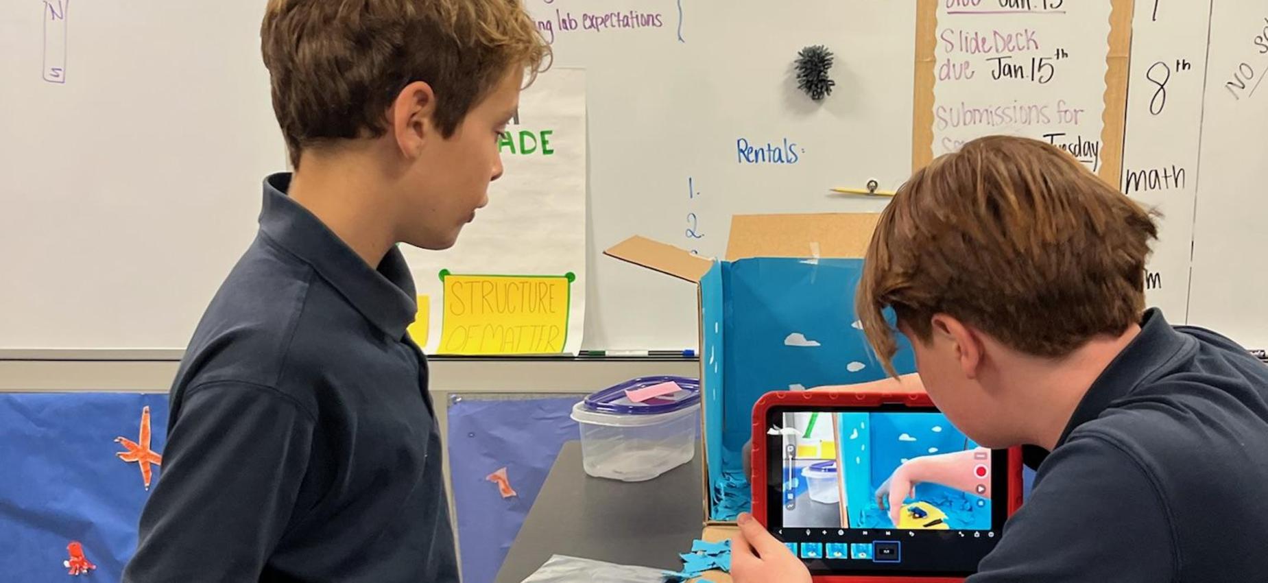 Students working on Filming their claymations