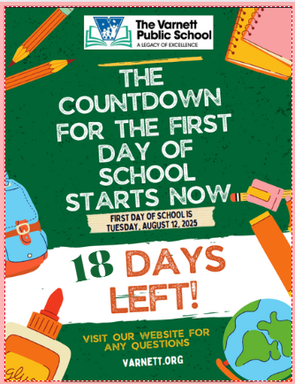 Countdown to the First Day of School, August 12, 2025!