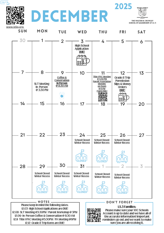 December Calendar (English)