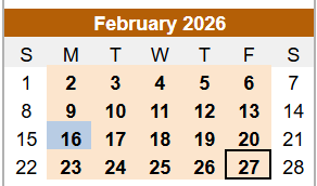 Corrected February calendar graphice