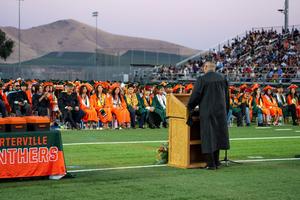Principal Valdez Addressing the graduates