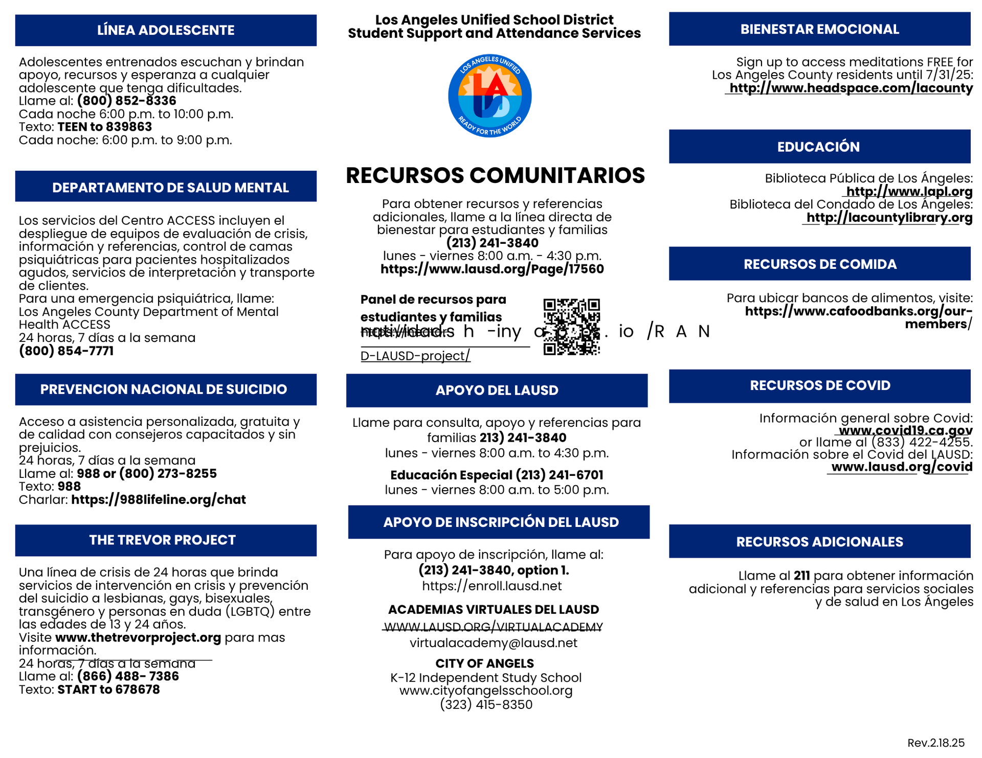 Community Resources Brochure spanish