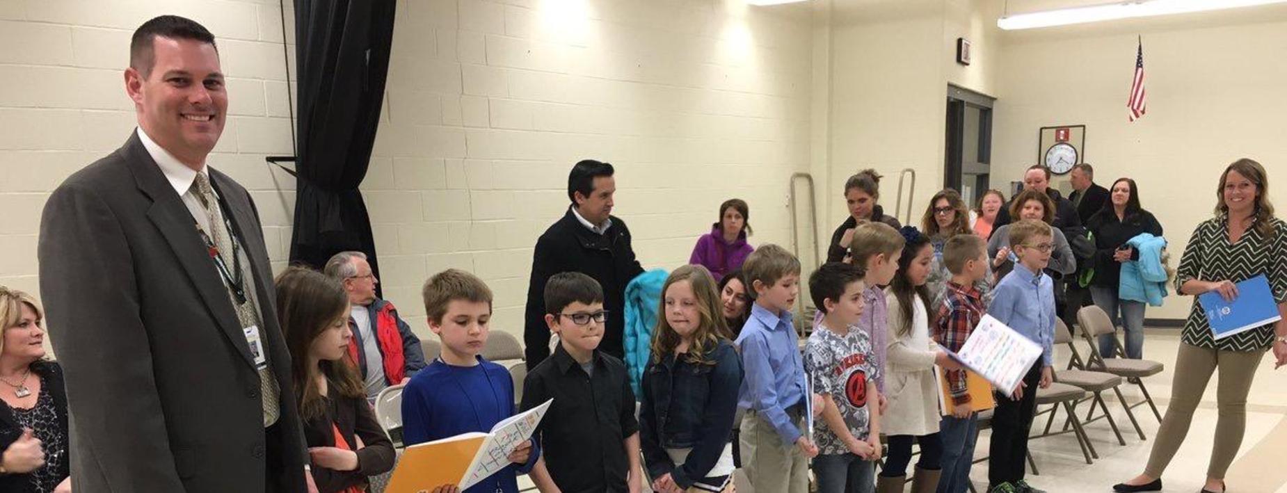 Students presenting to the Board
