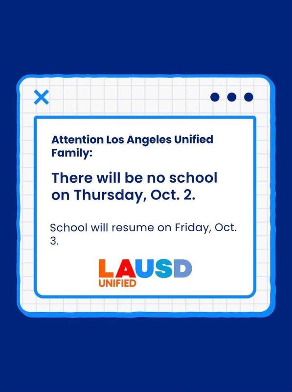 No school on Thursday October 2nd