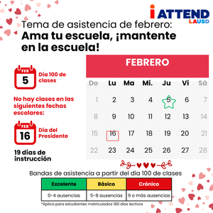 February Attendance Calendar