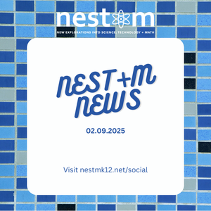 Image of mosaic tiles surrounding a white square with the words NEST+m News in the middle.