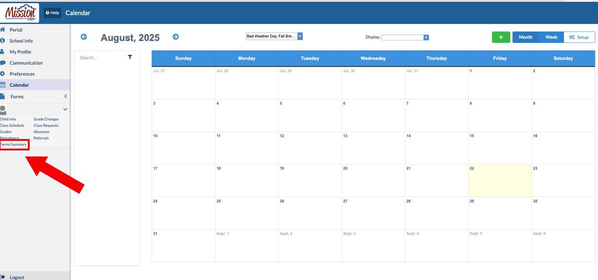 Screen Shot of where to find Forms