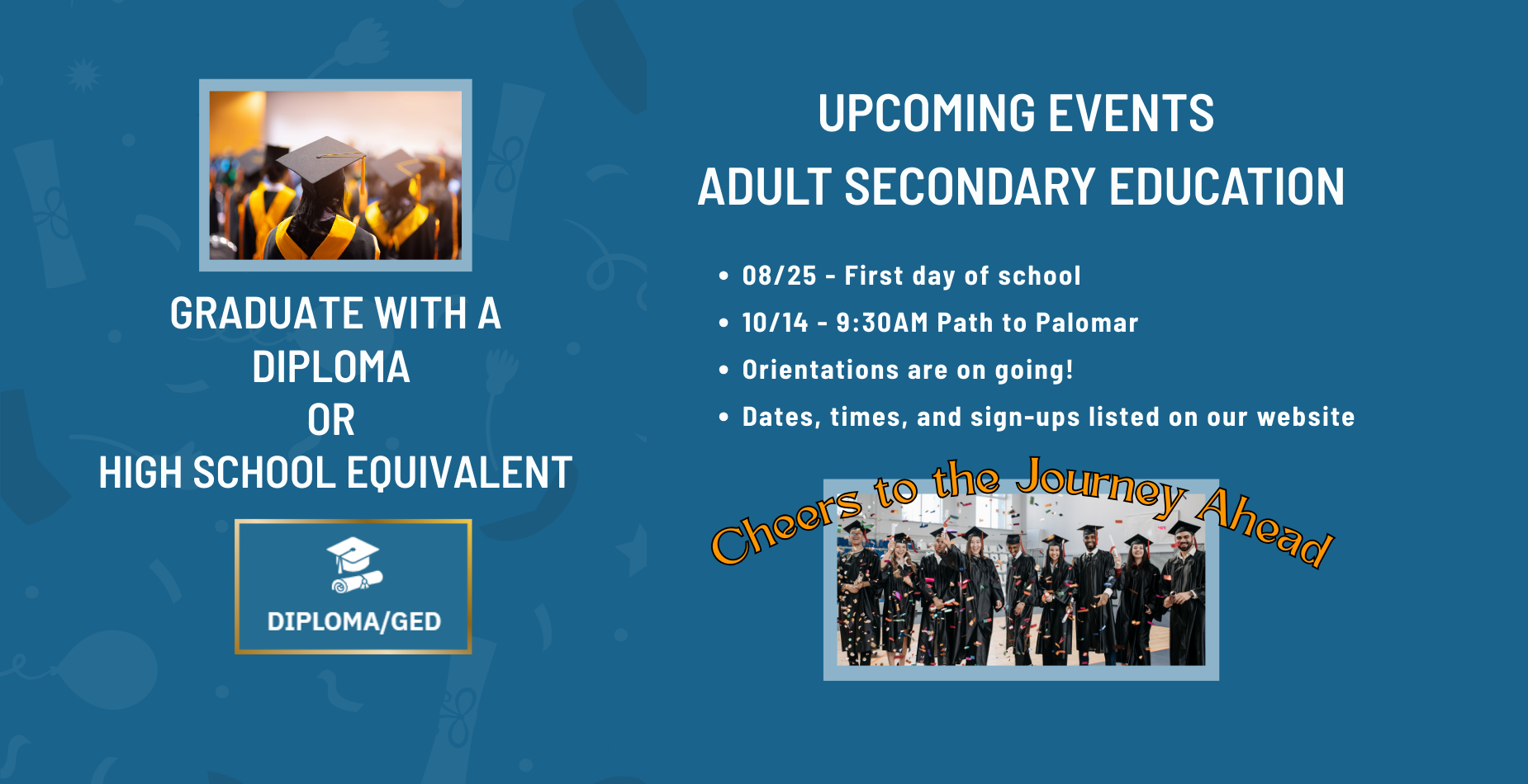 Graduate with a diploma or high school equivalent
