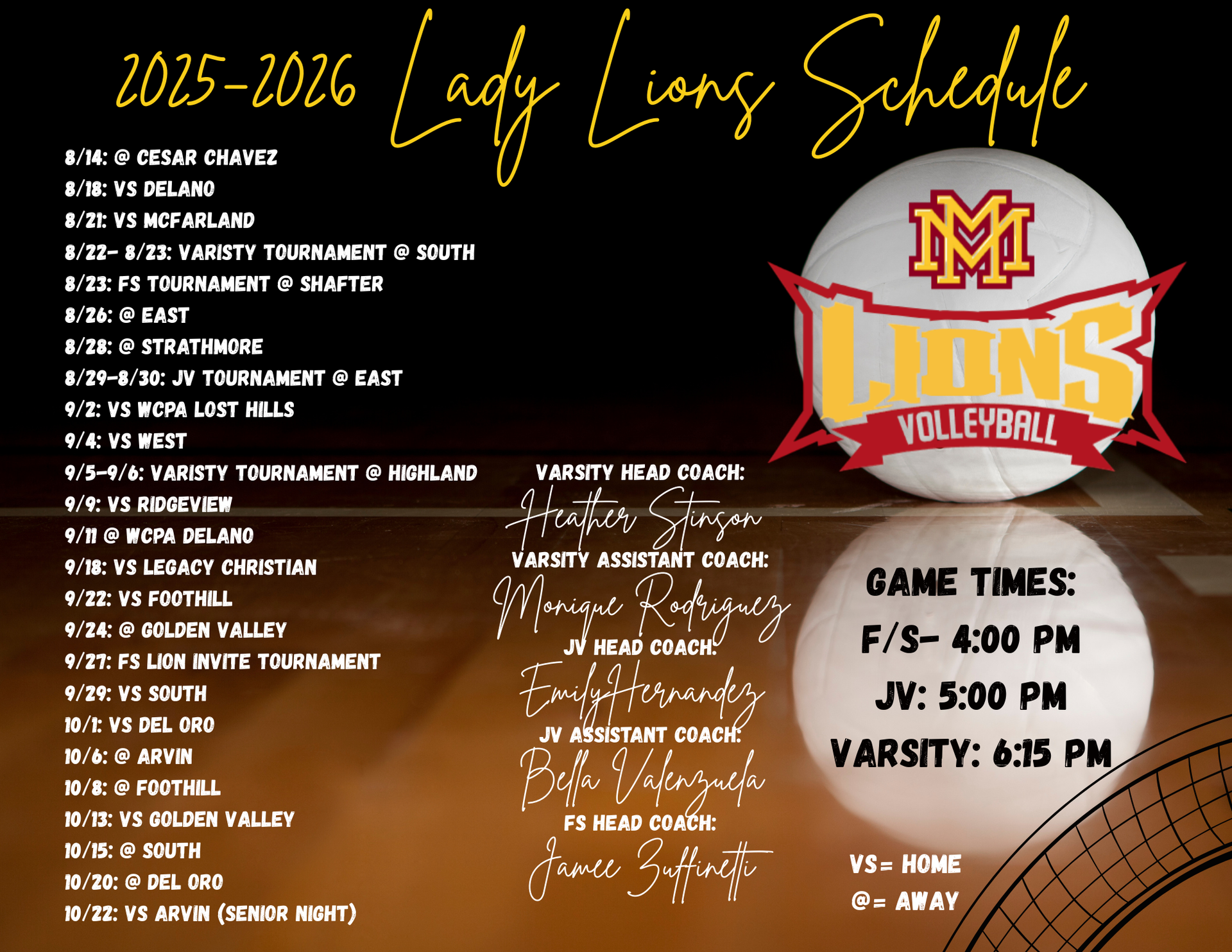 Volleyball Schedule