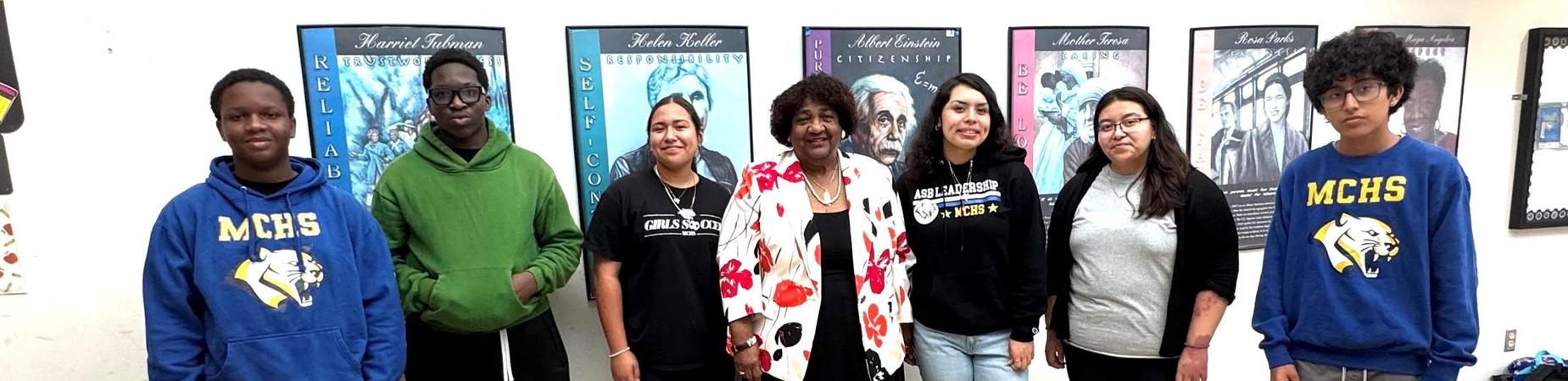Dr. Shirley Weber with students at Middle College