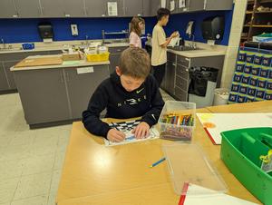 Sixth grade students have been working on drawing an aquarium