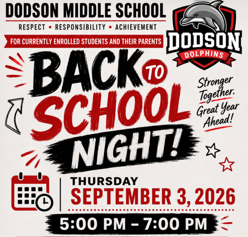 Back To School Night Sept. 3rd from 5-7pm