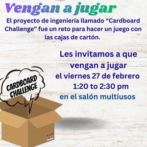 Cardboard arcade invite for parents- spanish