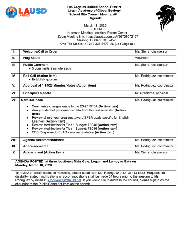 SSC Agenda