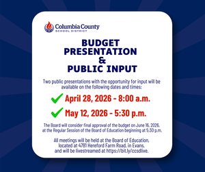 budget presentation and public input infographic