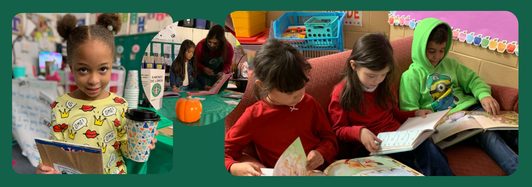 collage of student with books