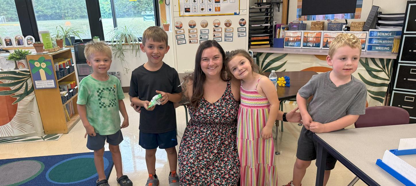 Open House night - Kindergarten teacher with her students