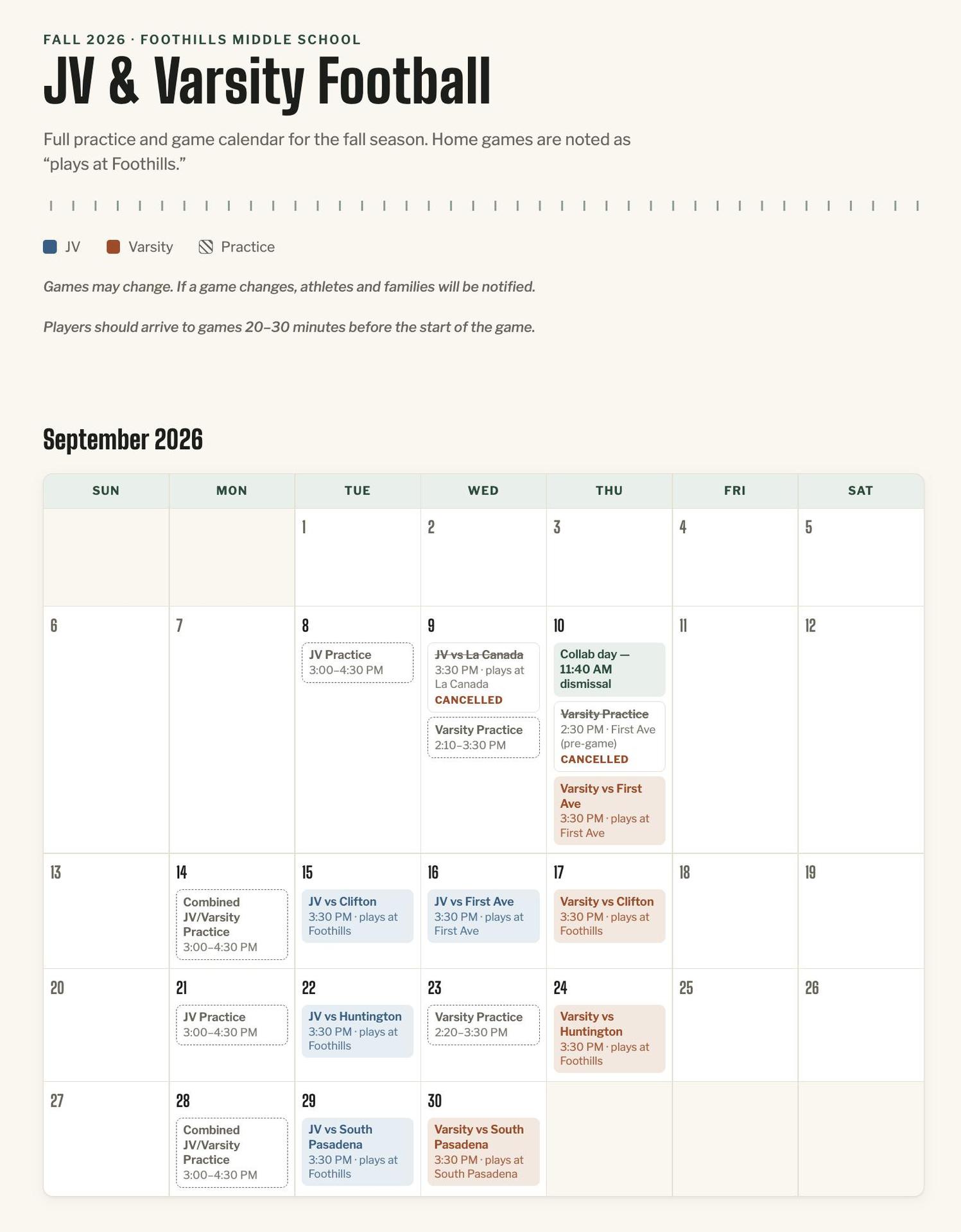 September Calendar