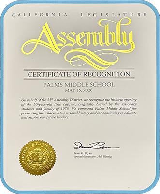 California certificate of recognition