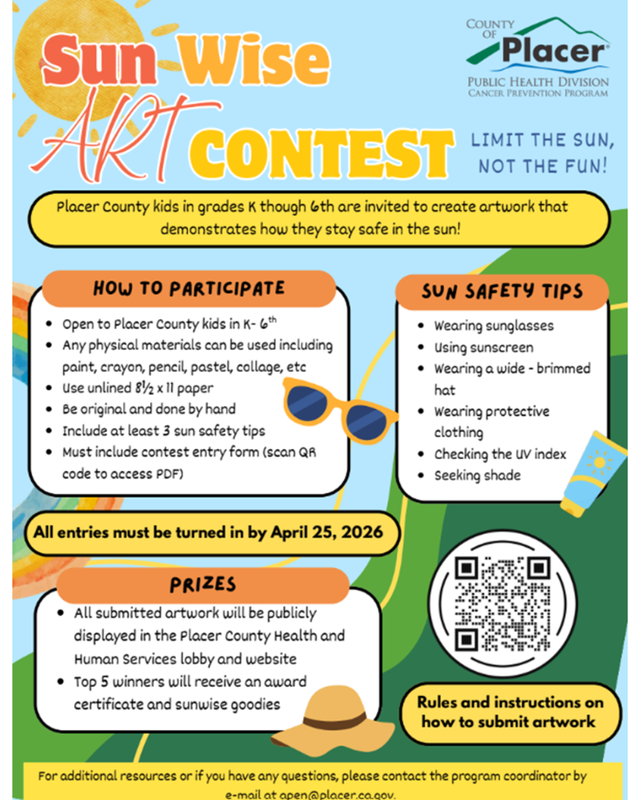 poster contest. entries submitted by April 25, 2026. Draw how you have fun in the sun