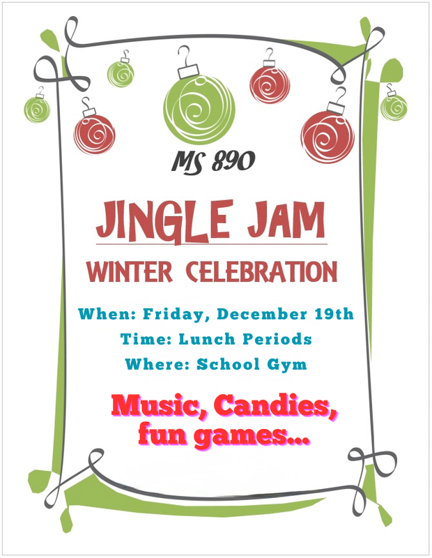 Event Flyer for the Jingle Jam at the school