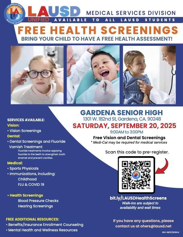 Free Health Screenings flyer