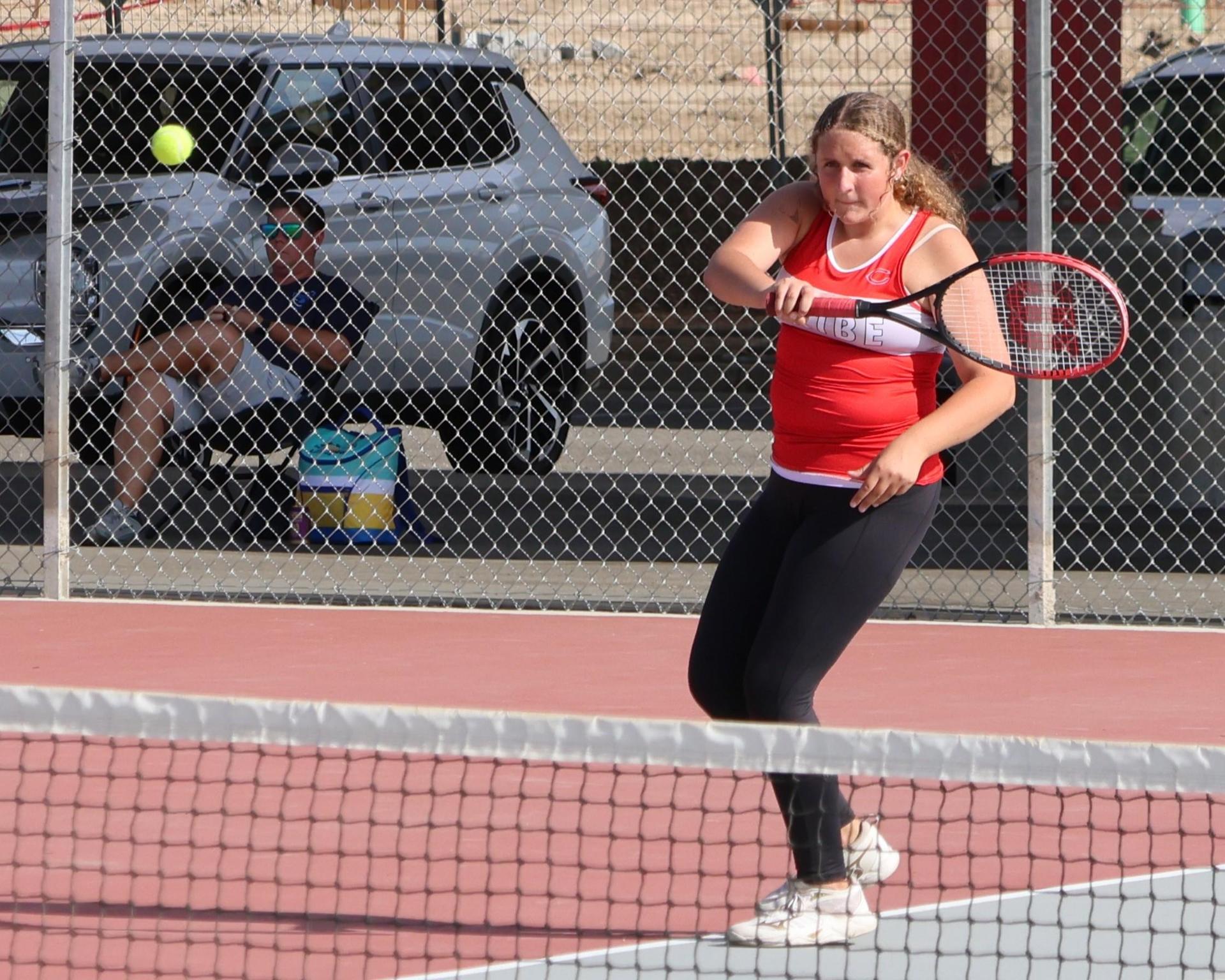 Girls tennis playing vs. Yosemite 20