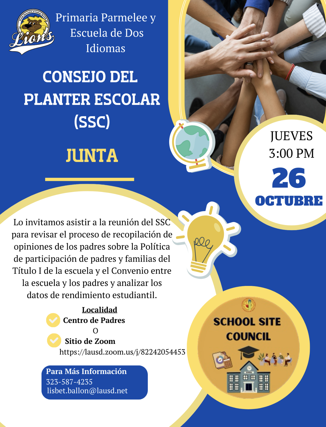 SSC Meeting Parmelee Avenue Elementary and Dual Language School