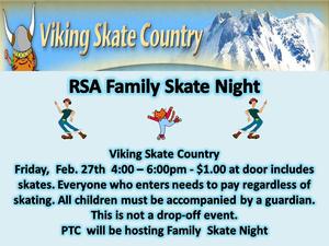 Skate night 2/27 4-6pm $1 Must be with a guardian