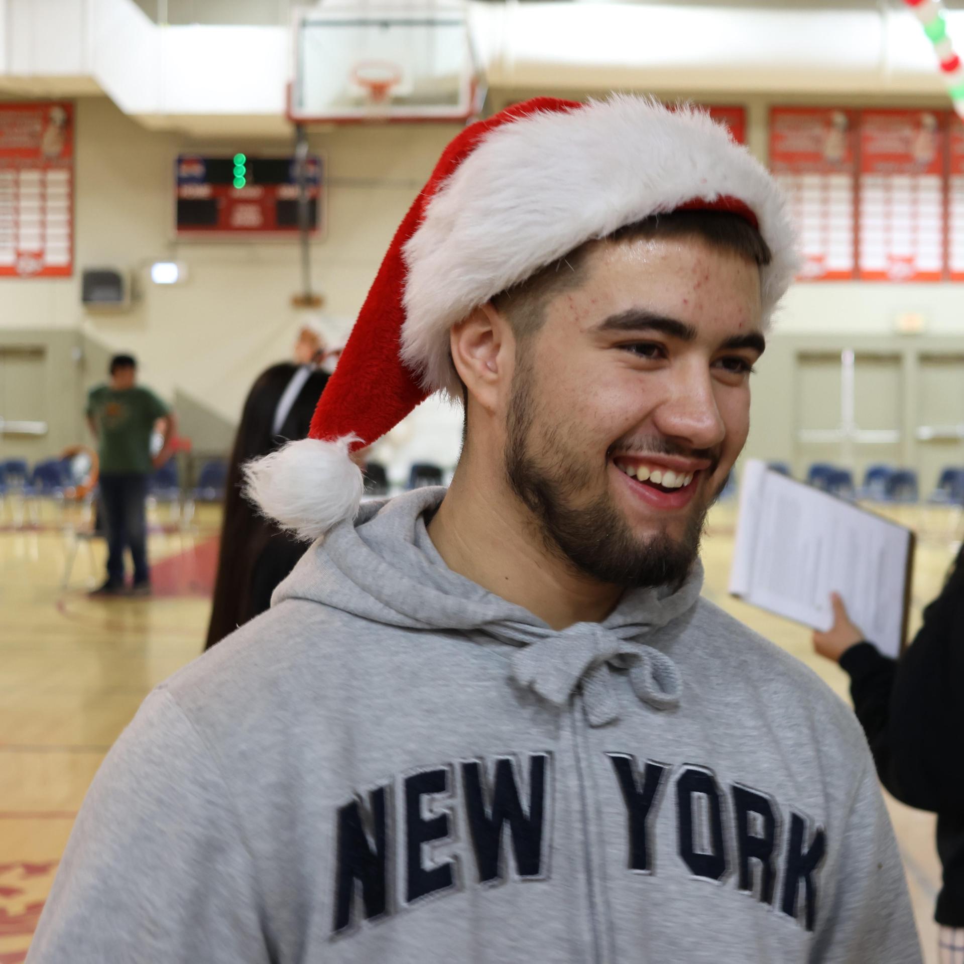 students and staff posing at the winter wishes rally