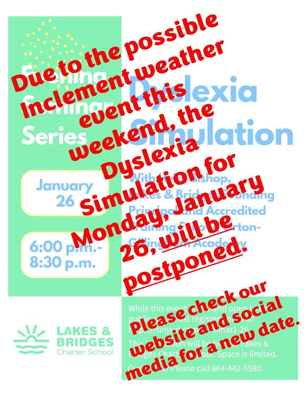 January 26 Dyslexia Simulation - Postponed