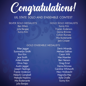 Congrats - Band State Solo and Ensemble