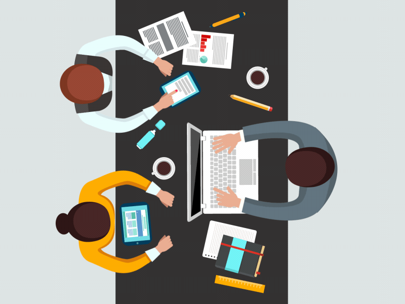 Sliding table with meeting