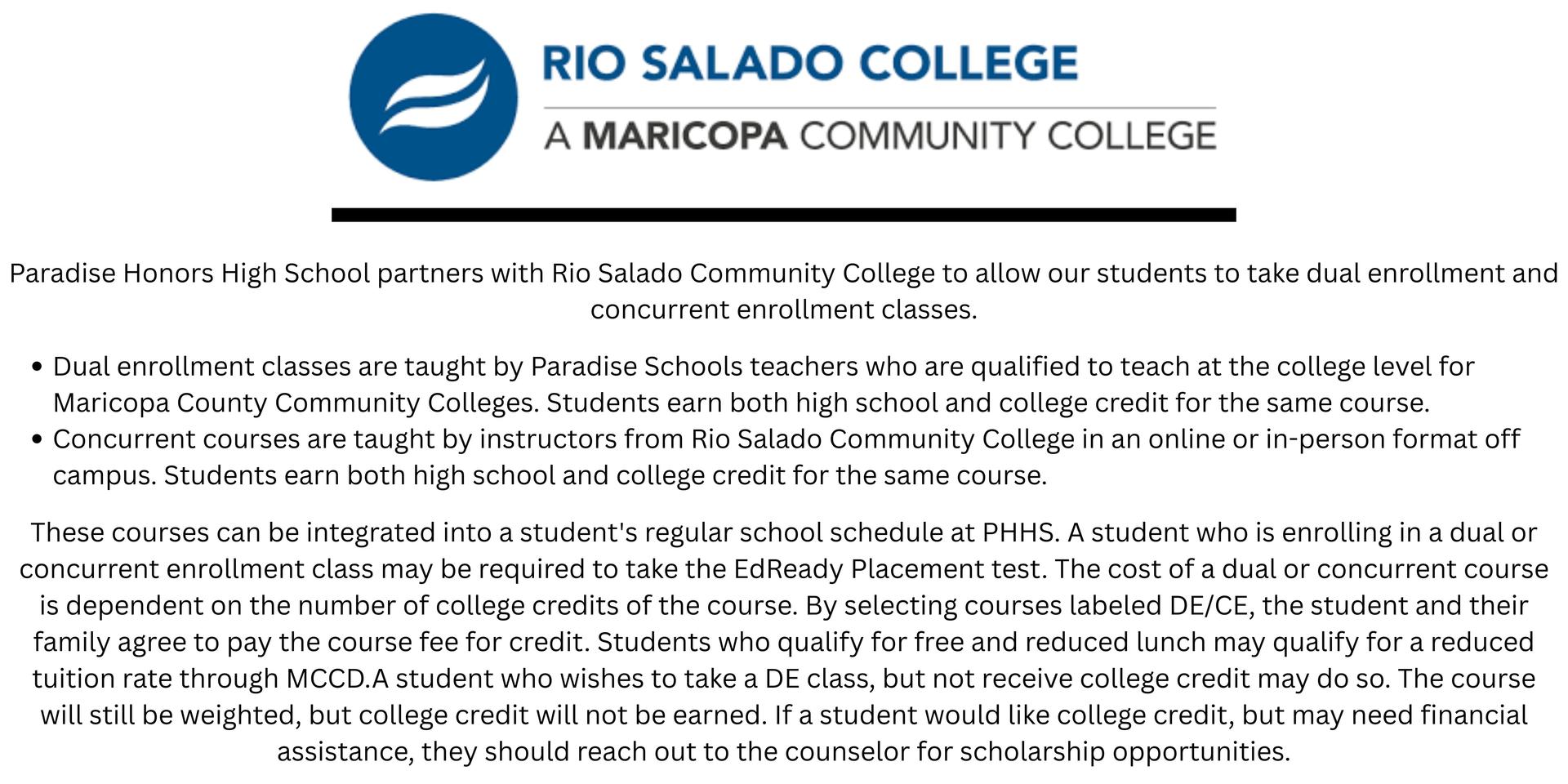 graphic that says "Rio Salado" w/ details