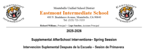 Intervención Suplemental Después de la Escuela – Sesión de Primavera