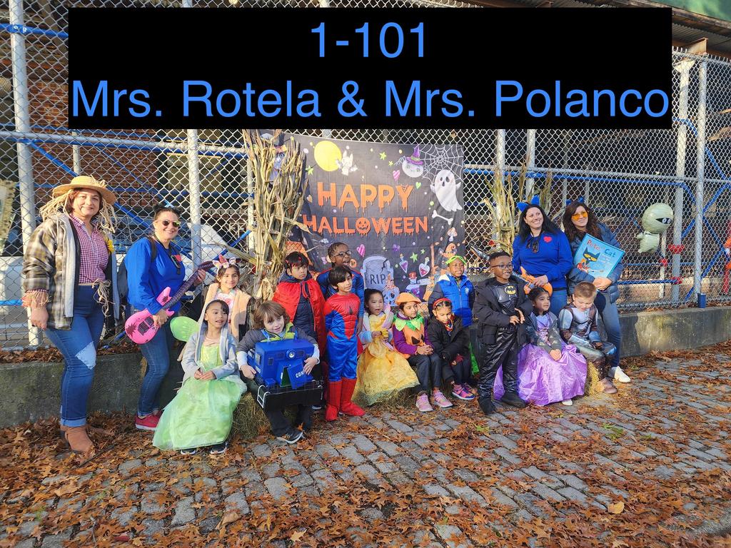 staff and students in halloween costumes